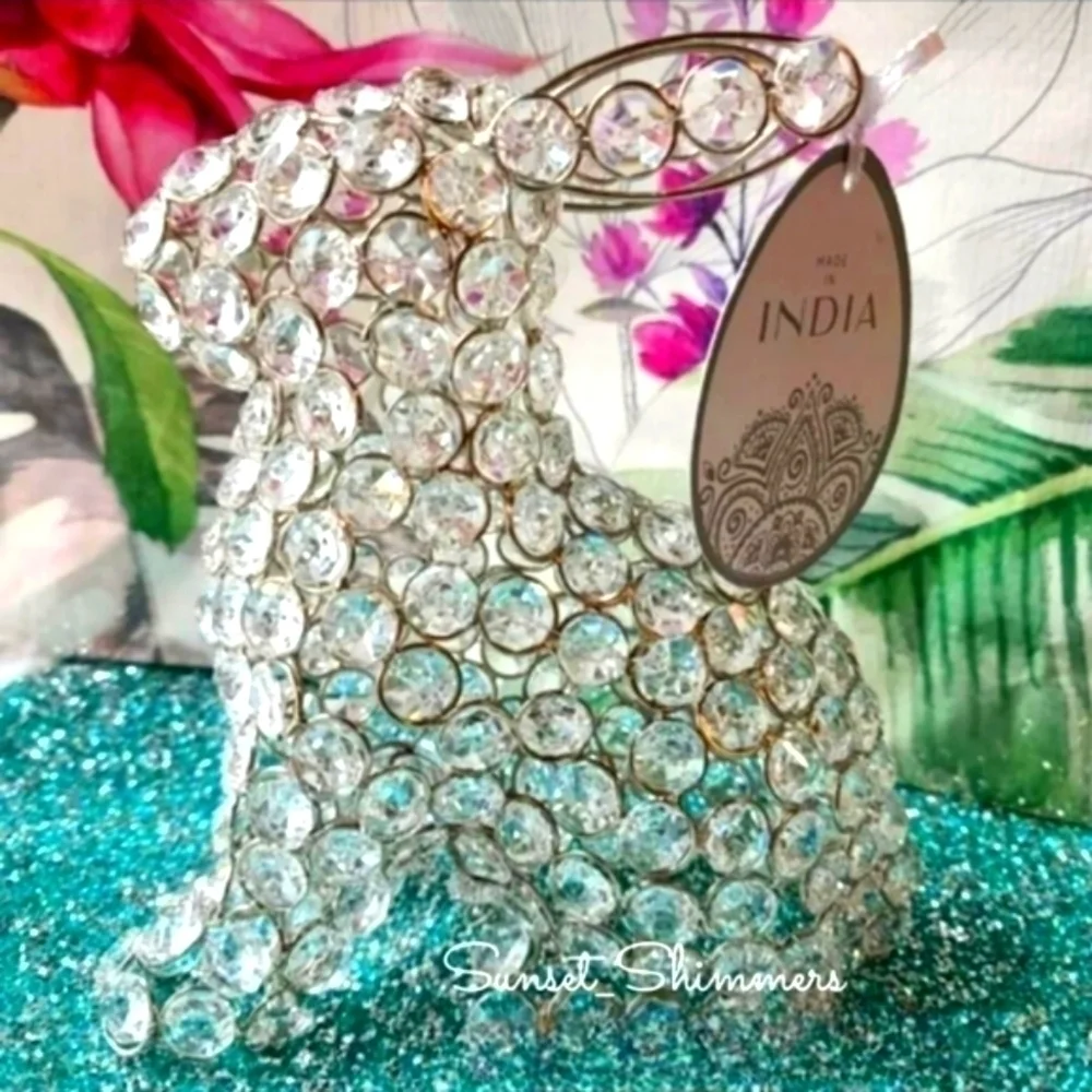 BEADED Crystal Rhinestone Gem Luxe Sitting Easter Bunny Rabbit Egg Decor Figure